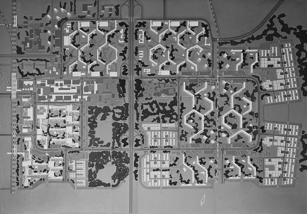 Original drawing of the masterplan for the Bijlmer